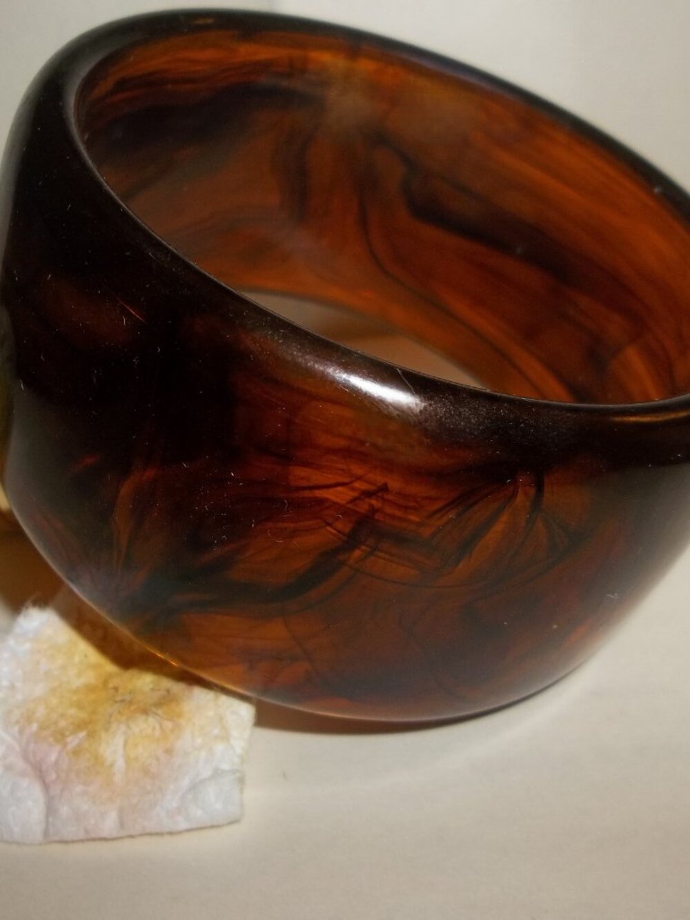 Vintage 40's Wide Amber Root Beer Bangle Bracelet 1-1/2" EUC